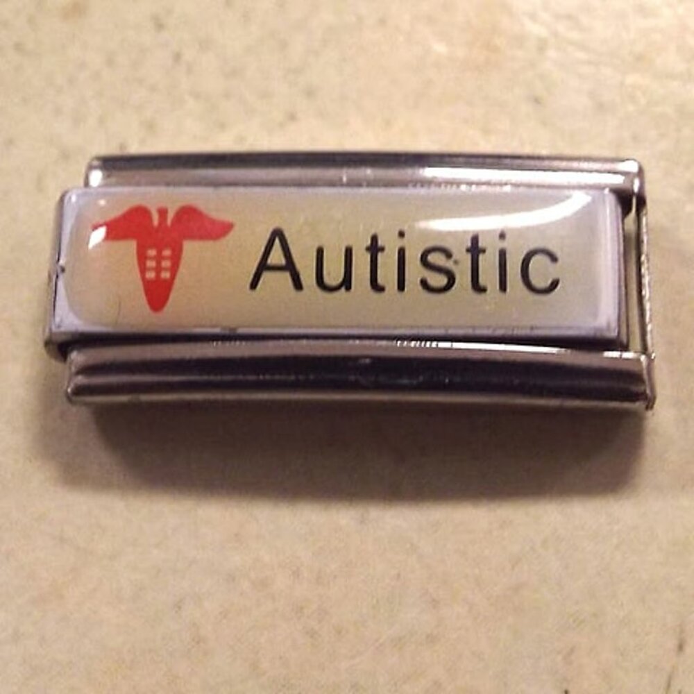 Autistic medical alert sign 9mm laser Italian charm bracelet super link new